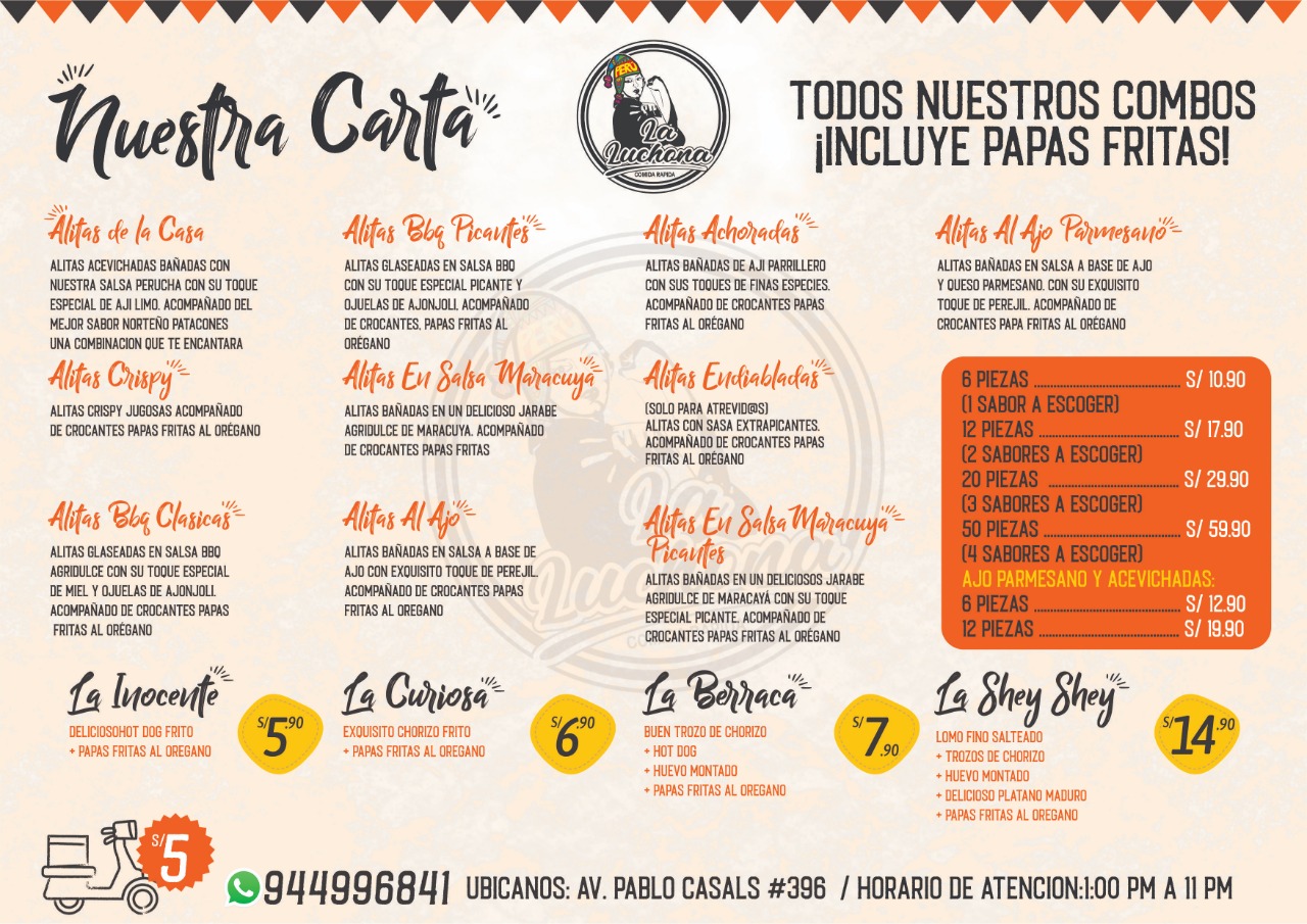 Carta de LA LUCHONA en Urb. Mochica, Trujillo — página 1